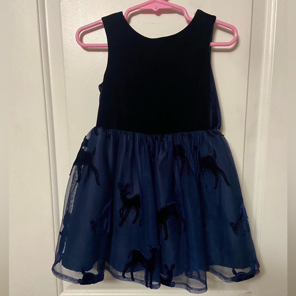 Cat & Jack Navy Velvet Dress with Tulle Skirt